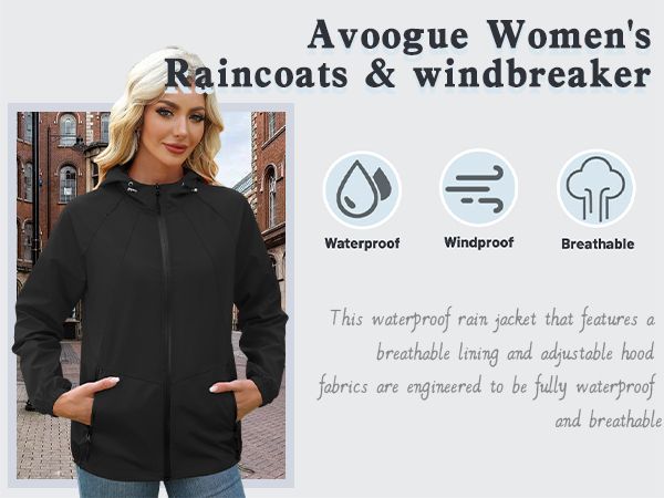 Avoogue Women&amp;#39;s Raincoats &amp;amp; windbreaker