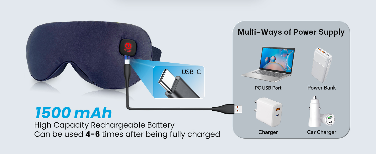Hassle-free charging cordless heated eye mask