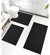 Chakme Bathroom Rug Sets 3 Piece, Ultra Thin Bath Mat Quick Dry, Absorbent, Non Slip, Machine Was...