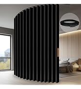 JILRON Accordion-Style Room Divider with Ceiling Track - Foldable Partition Curtain, Easy Install...