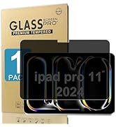 Lapocover Tempered Glass &amp; Privacy Screen Protector for iPad Pro 11inch 2024 5th Gen M4,Tempered ...