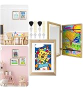 2Pcs Kids Art Frame Changeable 8.5x11 Letter Size Display with Mat Kids Artwork Frame Front Openi...