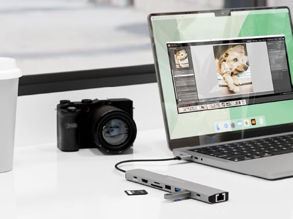 9-in-1 USB-C Hub with 10Gbps data transfer, Ethernet, SD slots