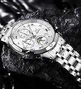 OLEVS Watches Men Luxury Chronograph Moon Phase Waterproof Luminous Watches for Men Analog Quartz...