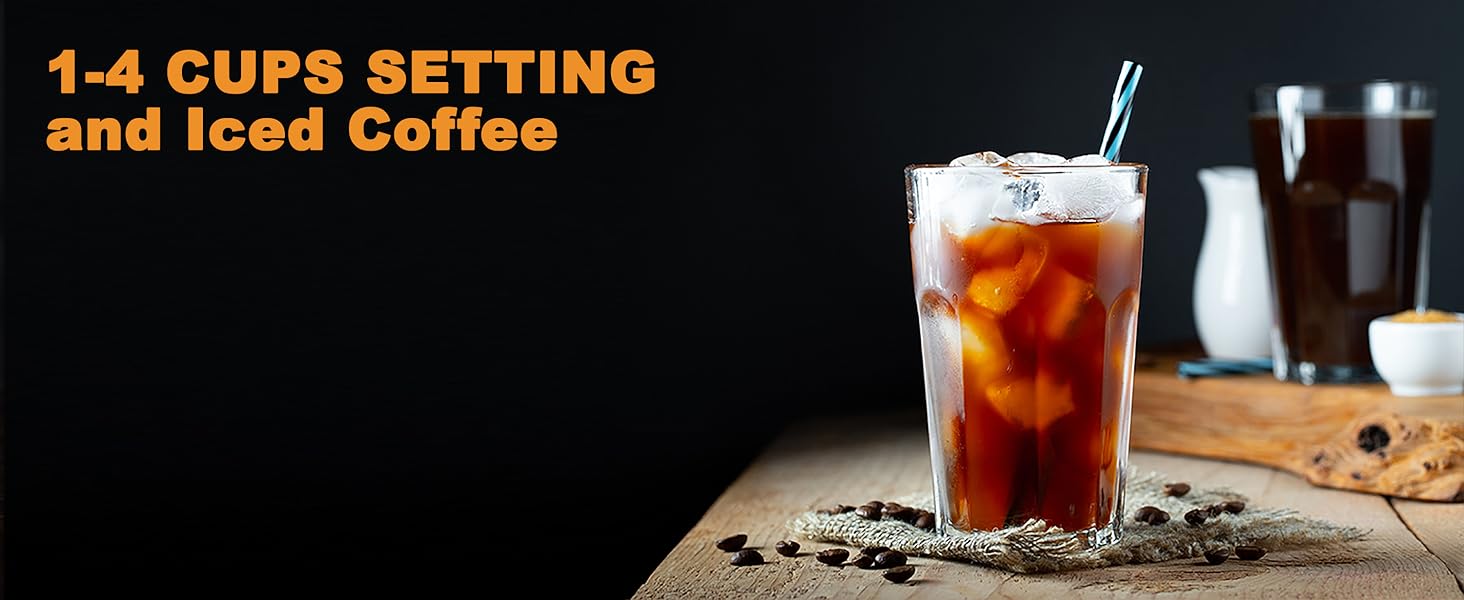 1-4 cups and Iced coffee