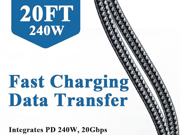 20ft usb c cable 240w