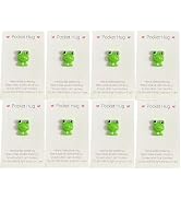 Juroicessry 8Pcs Mini Frog Pocket Hug Heart Ornaments with Greeting Cards