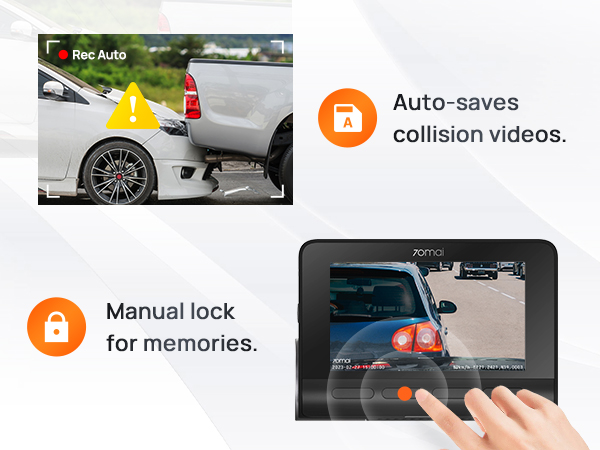 Auto-saves collision videos, manual lock for memories