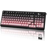 LexonElec M96 Wireless Keyboard, Low Profile Quiet Typing Membrane Gaming Keyboard with Smart Dis...