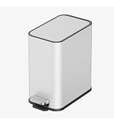 Veelesa Small Bathroom Trash Can with Lid Soft Close 1.3 Gallon Garbage Can Step Pedal Stainless ...