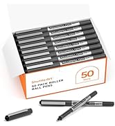 Shuttle Art RollerBall Pens, 50 Pack Black Fine Point Roller Ball Pens, 0.5mm Liquid Ink Pens for...