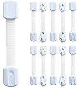 Child Safety Cabinet Locks(10 Pack)-Adjustable Baby Proofing Latches with Strong 3M Adhesive,No D...