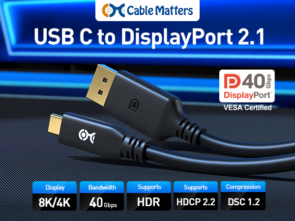 USB C to Displayport 2.1 Cable