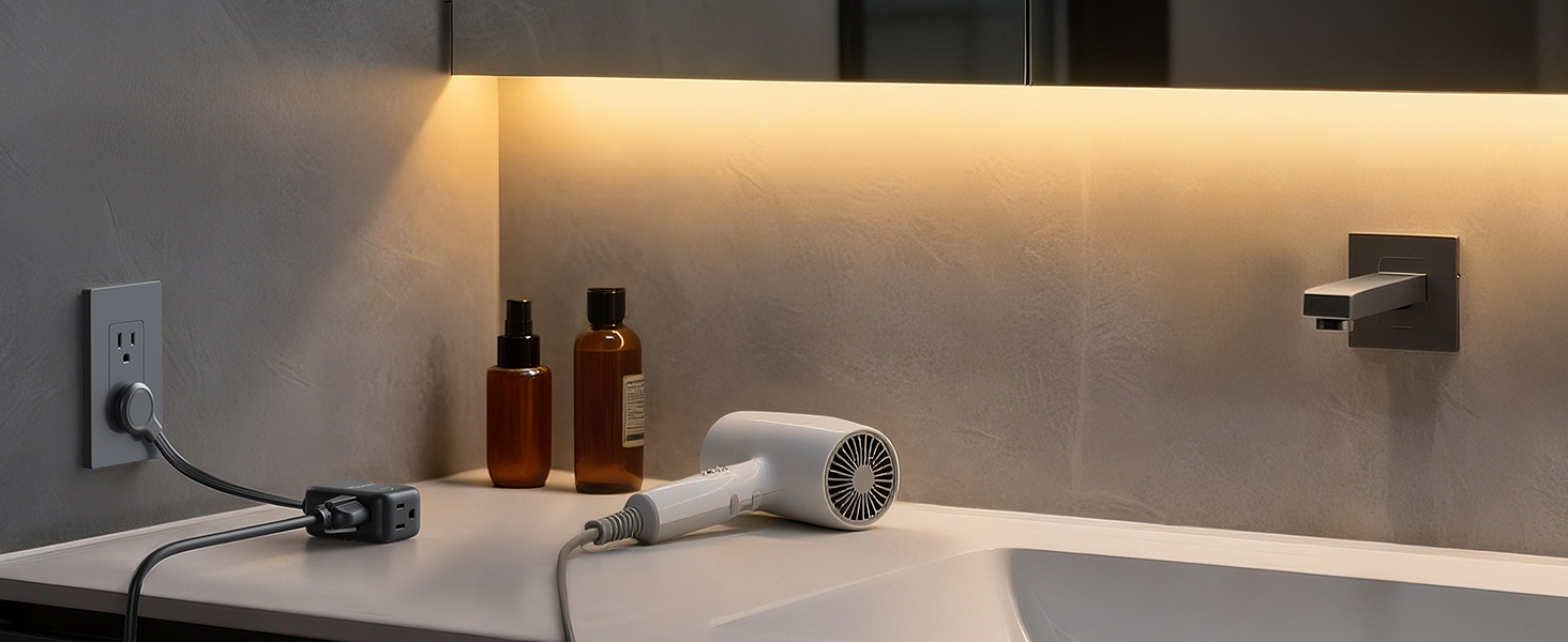 Black Flat Extension Cord 1.5ft