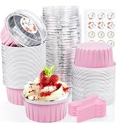 ZOXILEN 60Pcs Mini Cake Pans with Lids Aluminum Foil, 5oz Disposable Mini Loaf pans with Lids and...