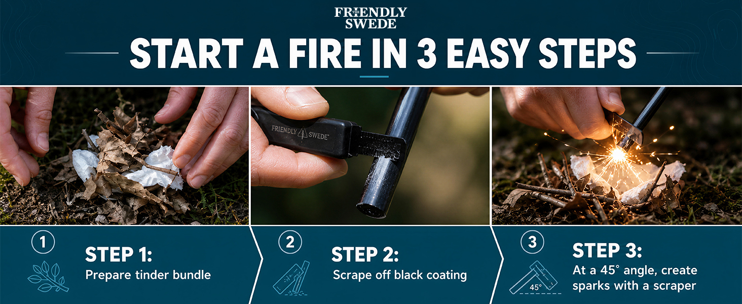 fire starter ferro rod 15,000+ strikes: light thousands