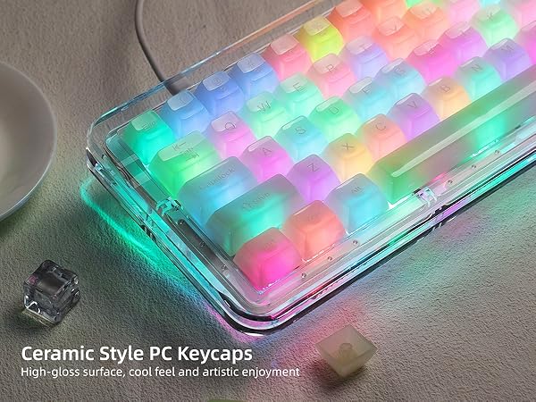 Keyboard Keycaps Jelly Ceramic Keycaps Style, Clear Creamy Matcha Green Key Cap Transparent Custom