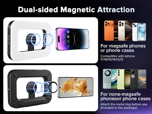 Heliora Magnetic RGB Selfie Ring Light for iPhone and Android (with Mini Tripod)