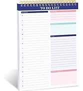 To Do List Notepad - Daily Planner Note Pad Undated 52 Sheets with Checklist , 6.5" X 9.8" Daily ...