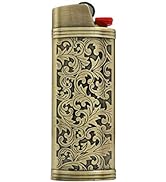 Lucklybestseller Metal Lighter Case Cover Holder Vintage Floral Stamped for BIC Full Size Lighter J6