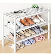 Smiry Bamboo Shoe Rack for Closet, 3 Tier Wooden Stackable Shoe Organizer, Free Standing Shoes St...
