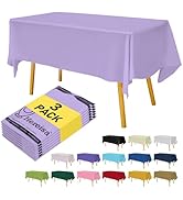 Hereisa Plastic Lavender Tablecloths 3 Pack Mauve Disposable Table Covers 54" x 108" Lilac PEVA T...