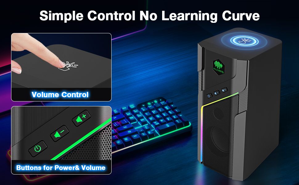 Museeq 2.0 USB Powered RGB PC Gaming Desktop Computer Bluetooth Speakers
