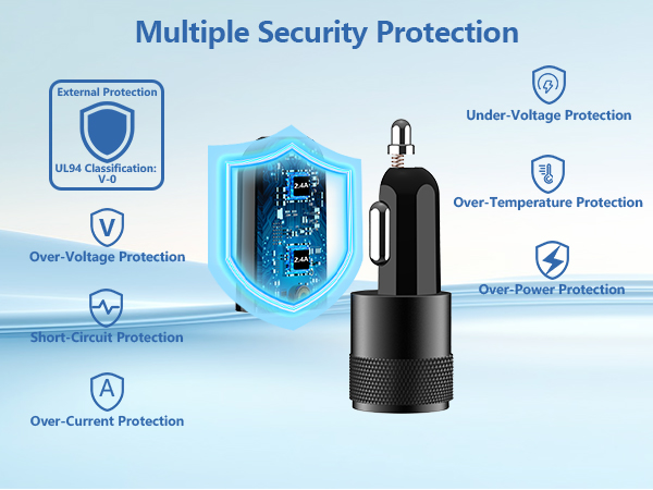 MFi Certified 4.8A USB Smart Power Cigarette Lighter USB Charger iPhone Car Charger Fast Charging