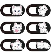 PRESSINART 6Pcs 6 Styles Cat Camera Cover Slide Cute Privacy Guard Accessories, 0.04 Inch Ultra T...