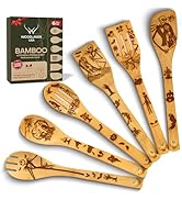 Wooden Spoons for Cooking - 6-Piece Wooden Utensil Set with Spatulas &amp; Spoons, Heat-Resistant, Ec...