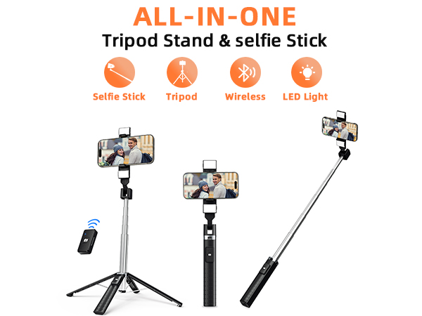 Upgraded 2-in-1 Selfie Stick Tripod 