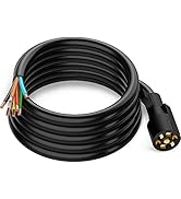 MICTUNING Heavy Duty 7 Way Plug Inline Trailer Cord with Double Prongs Connector - 12 Feet, Weath...