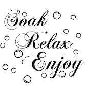 Bathroom Wall Decals, Soak Relax Enjoy Quote Stickers, 17.7x11.4 inches, Wall Stickers for Murals...
