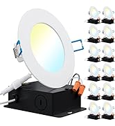 Sunco 12 Pack 4 Inch Ultra Thin LED Recessed Ceiling Lights Slim, Selectable CCT 2700K/3000K/3500...