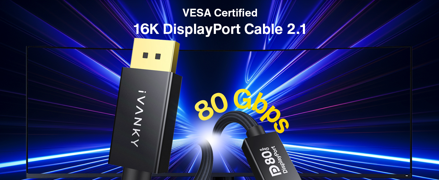 VESA Certified Displayport Cable 16K