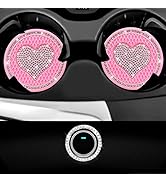 Car Cup Holder Coaster,2PCS Universal Heart Bling White Crystal Rhinestone Car Coasters &amp; Push to...
