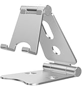 HZZADZXW Dual Folding Cell Phone Stand, Adjustable Foldable Desktop Phone Holder for Desk, Alumin...