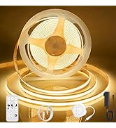 AXMOTUT 9.84ft Motion Sensor COB LED Strip Lights, 24V Warm White 2700K Dimmable LED Light Strips...