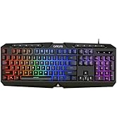 CHONCHOW Gaming Keyboard Wired with Colorful Light, 100% Full Size Backlit Silent Computer Keyboa...