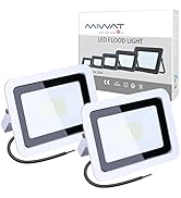 Miheal(2 Pack White) 110V 50W LED Flood Light,Daylight White, IP68 Waterproof Super Bright Securi...