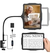 Magnifying Glass w/Light for Seniors Elderly Reading, Large Rectangular Lighted Magnifier w/Dimma...