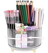HUTUDD 360 Rotating Pen Pencil Holder for Desk, Pen Organizer with 5 Slots, Makeup Brush Holder, ...