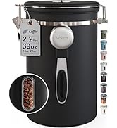 Veken Large Coffee Canister with Window, Kitchen Food Storage Airtight Stainless Steel Container ...