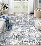 blue and white washable rug