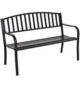 Giantex Outdoor Bench, 50” Patio Garden Bench with Steel Frame, Slat Design, 500 Lbs Weight Capac...