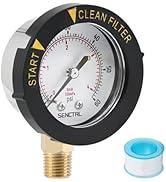 SENCTRL 0-60 Psi Pool Filter Pressure Gauge, 2 inches Dial, 1/4 NPT Lower Mount, Stainless Steel ...