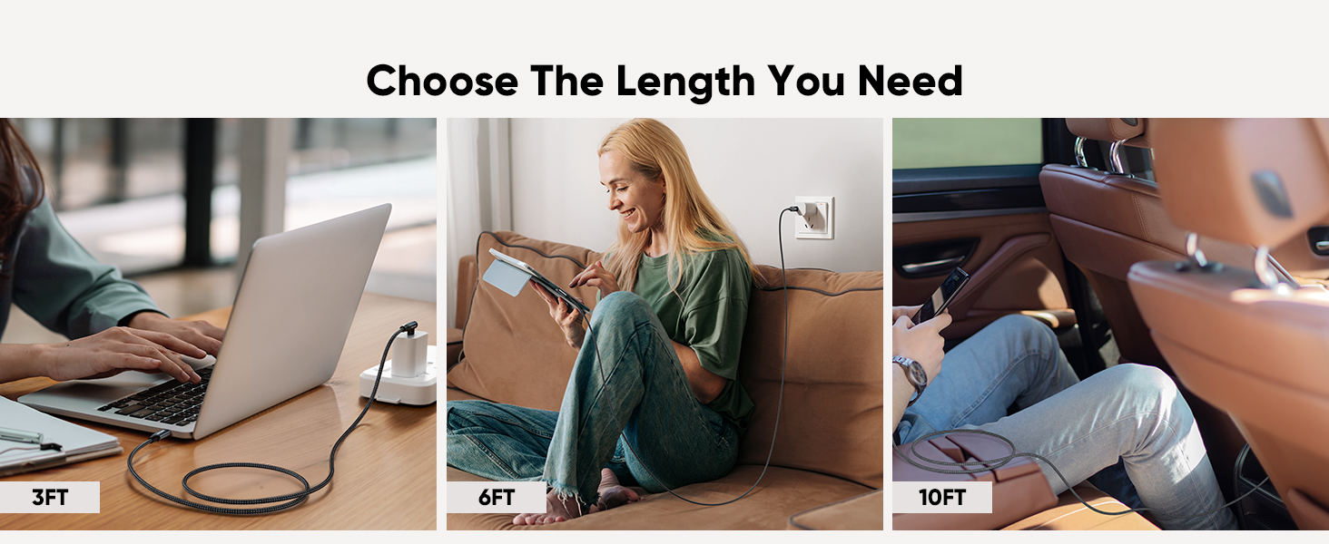 usb c 3ft 6ft 10ft