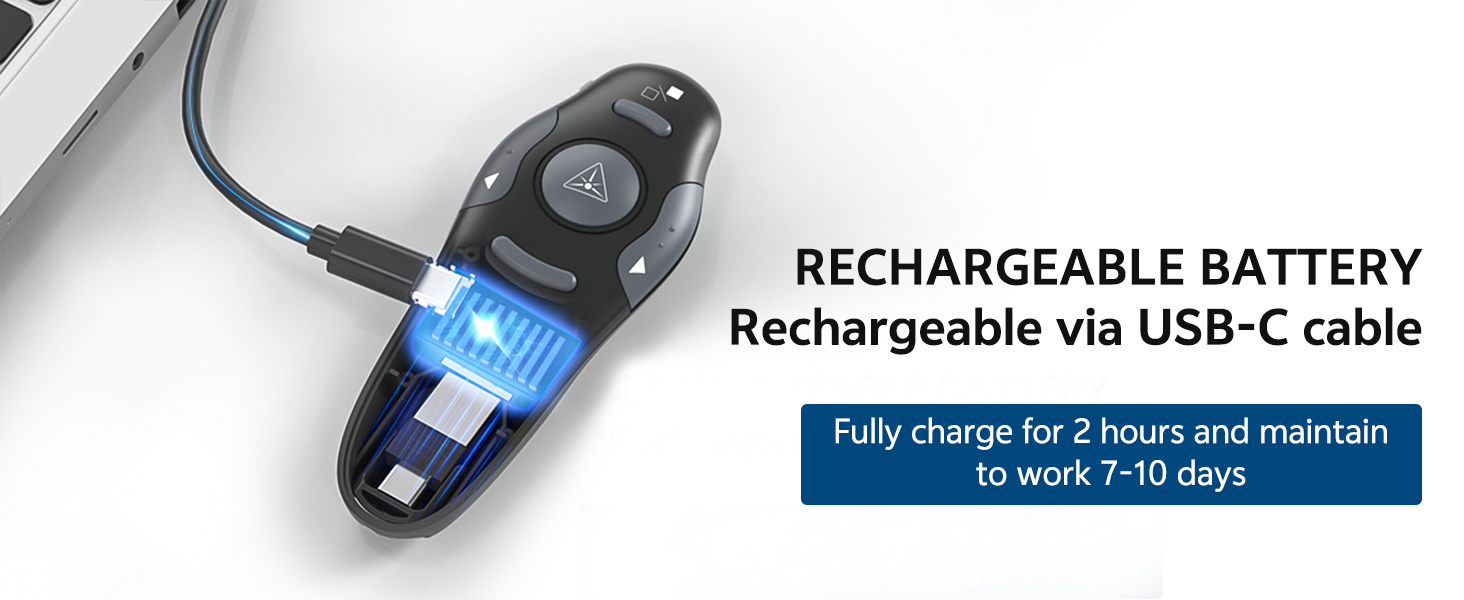 2-in-1 USB Type C Presentation Clicker Wireless Presenter Remote for PowerPoint