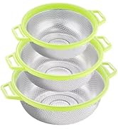 POPGRADE 3pcs Stainless Steel Colander With Handle and Legs, Large Metal Strainer for Pasta, Spag...