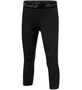 Runhit Boys Compression Pants 3/4 - Youth Athletic Leggings Capris Tights Sports Base Layer for B...
